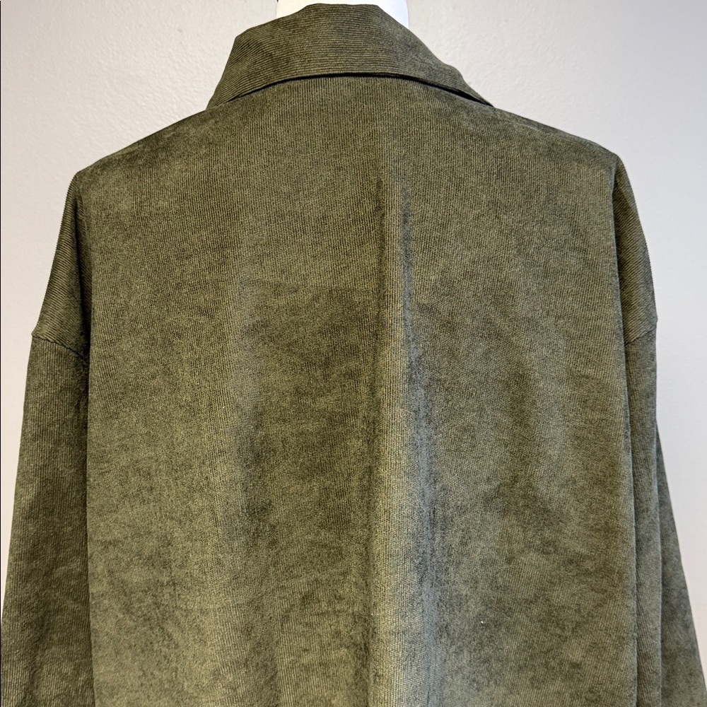 Shein Curve Green Corduroy Button Front Shirt Jacket Size 3XL - Picture 5 of 7